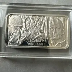 HISTORIC VINTAGE BAR WW2 GENERAL ALEXANDER A. VANDEGRIFT LINCOLN MINT ,PHOTO COA