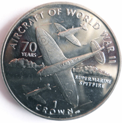 2006 ISLE OF MAN CROWN - WW2 PLANE SPITFIRE - UNC RARE COIN - LOT #O3