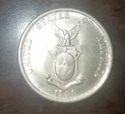 1944 S US-PHILIPPINES COMMONWEALTH FIFTY CENTAVOS SILVER COIN WW2 ERA UNC