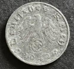 GERMANY-1942-THIRD REICH - 1 REICHSPFENNIG  COIN-WORLD WAR 2 - MINT D - MUNICH