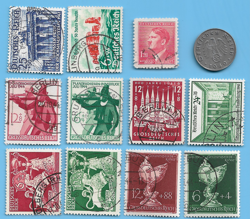 GERMANY WW2 1940 J 10 RPF SWASTIKA COIN & HITLER STAMP LOT WW2 ERA  #18