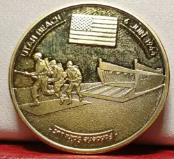 1944 FRENCH MEDAL 34MM WW2 D DAY USA ALLIED INVASION OVERLORD SOLDIERS US FLAG