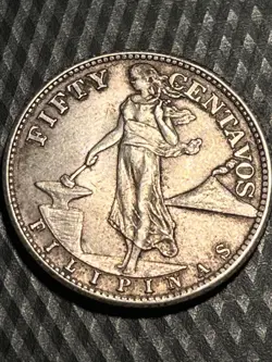 1944 S WW2  PHILIPPINES 50 CENT COIN SILVER CHOICE XF