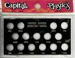 CAPITAL HOLDER COIN DISPLAY PLASTIC CASE MERCURY DIME 1941 1945 WW2 METEOR BLACK
