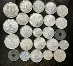 OLD FRANCE COIN LOT - VICHY FRANCE - 24 WW2 ERA COINS - LOT #O6