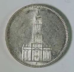 WWII 1934 G GERMANY THIRD REICH FIVE 5 REICHSMARK MARK SILVER COIN