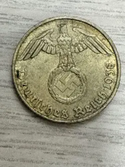 GERMAN 3RD REICH 5 REICHSPFENNIG 1938F WW2 ERA