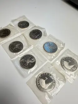 LOT OF 8 RUSSIAN RUBLE 1994 COINS WW2 2 FRONT WAR IN PACKAGING PROOF?
