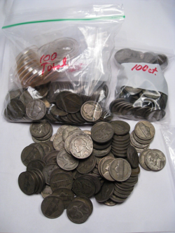 300 WW2 WWII SILVER JEFFERSON NICKELS. 1942-45. AVERAGE CONDITION. START @ UNDER