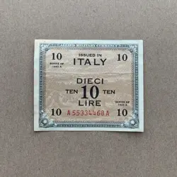 WW2 ITALIAN 10 LIRE 1944 ALLIED OCCUPATION CURRENCY ITALY BANKNOTE WWII WW2 NOTE