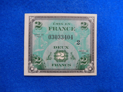 CRISP AU 1944 FRANCE 2 FRANCS ALLIED MILITARY CURRENCY/PAPER MONEY WWII WW2 💎