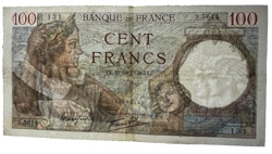 FRANCE 100 FRANCS 1939 100F FRENCH PAPER MONEY GENUINE BANKNOTE WORLD WAR WW2