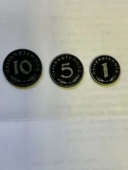 THIRD REICH GERMANY WW2 - LOT OF 3 COINS 1 5 10  REICHSPFENNIG 1941-1942 -1943