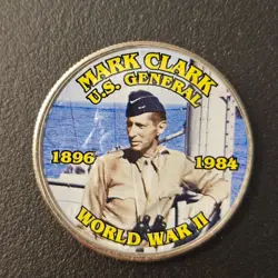 COLORIZED KENNEDY HALF DOLLAR WORLD WAR II COIN MARK CLARK US GENERAL WW2 ALLIES