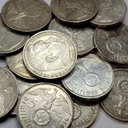 1936-1939 THIRD REICH SILVER 5 REICHSMARK GERMANY WW2 HINDENBURG SILVER *G773