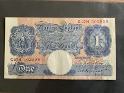 BANK OF ENGLAND 1940 EMERGENCY ISSUE ONE POUND BANKNOTE (KO PEPPIATT WW2)