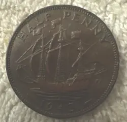 1943 GREAT BRITAIN HALF PENNY COIN  - VTG WW2