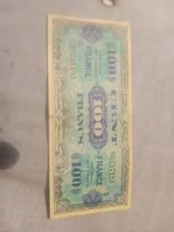 WW2 FRENCH 100 FRANC 1944 (ALLIED OCCUPATION CURRENCY) FRANCE BANKNOTE WWII NOTE