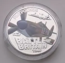 GUERNSEY 2010 ROYAL AIR FORCE WW2 HAWKER HURRICANE £5 CROWN COIN IN CAPSULE