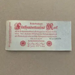 1923 GERMAN HALF A MILLION MARK BANKNOTE, GERMANY CURRENCY ERA BETWEEN WW1 WW2