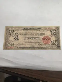 🇵🇭 PHILIPPINES 1 ONE PESO 1942 US  NEGROS OCCIDENTAL QUEZON WW2 EMERGENCY