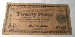 NEGROS ISLAND 20 PESOS 1944 WW2 PHILIPPINES EMERGENCY CURRENCY