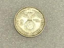 GERMANY THIRD REICH 2 REICHSMARK SILVER COIN 1939 D WW2 ERA. FINE