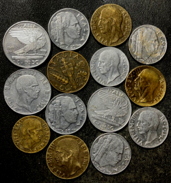 OLD ITALY COIN LOT - FASCIST WW2 ERA - 14 UNCOMMON COINS - LOT #O14