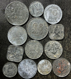 OLD NETHERLANDS COIN LOT - WORLD WAR 2 OCCUPATION 13 EXCELLENT COINS - LOT #O7