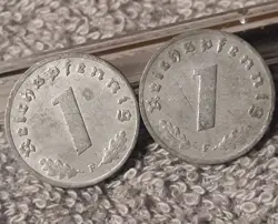 1941 & 1942 WW2  1 REICHSPFENNIGS ~ GERMANY, CIRCULATED , HAS FLAWS