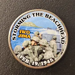 COLORIZED KENNEDY HALF DOLLAR WORLD WAR II IWO JIMA STORMING THE BEACHHEAD WW2