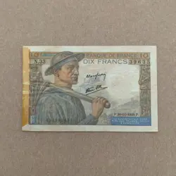 WW2 WWII CURRENCY 1942 FRANCE 10 FRANCS BANKNOTE WOMEN CURRENCY FRENCH MONEY