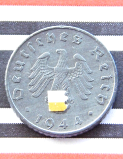 GERMAN COIN 5 REICHSPFENNIG 1944 F ZINC THIRD REICH WW2  RARE NICE PFENNIG RPF