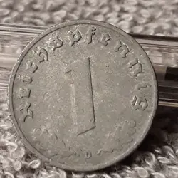 1942 WW2  1 REICHSPFENNIG~ GERMANY,CIRCULATED, 3RD REICH,  HAS FLAWS