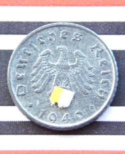 GERMAN COIN 5 REICHSPFENNIG 1940 F ZINC SWASTIKA 3RD REICH WW2  RARE PFENNIG UNC