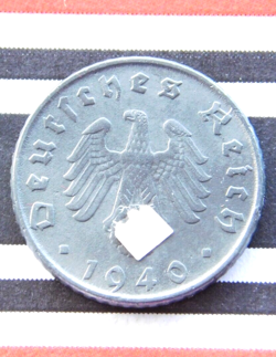 GERMAN COIN 5 REICHSPFENNIG 1940 D ZINC SWASTIKA 3RD REICH WW2  RARE PFENNIG UNC