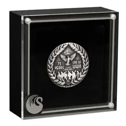 2020 PERTH MINT - END OF WW2 75TH ANNIV. 2OZ FINE SILVER ANTIQUED COIN D10-996