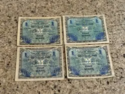 LOT OF (4) WW2 GERMANY EINE 1 MARK 1944 ALLIED MILITARY CURRENCY BANKNOTES