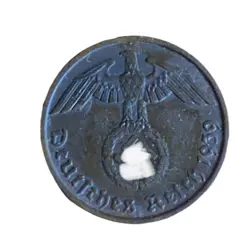 THE 1939-D WW2 EAGLE THIRD REICH WORLD WAR 2 GERMAN COIN NAZI OLD ANTIQUE US