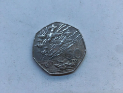 RARE OLD LARGE 50P COIN 50 YEAR ANNIVERSARY OF D DAY WW2