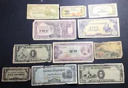 1940S JAPANESE GOVERNMENT WW2 OCCUPATION INVASION CURRENCY! JAPAN SET OF 11!