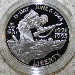 1991-1995 WWII 50TH ANNIV PROOF SILVER DOLLAR COIN ONLY 1993 W $1 WW2 WORLD WAR