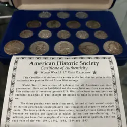 WORLD WAR II AMERICAN HISTORIC WW2 17PC COINAGE COLLECTION COIN SET IN CASE