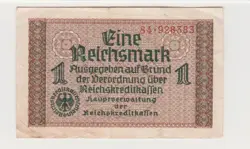 WW2 GERMAN NAZI ERA GERMANY REICHSMARK BANKNOTE 1 MARK (ND) 1940-1945 SERIES