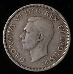 1941 CANADA SILVER QUARTER, WW2, KING GEORGE VI