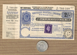 1939 SECOND WORLD WAR 2/3D POSTAL ORDER AND FLORIN IN EXTREMELY FINE CONDITION