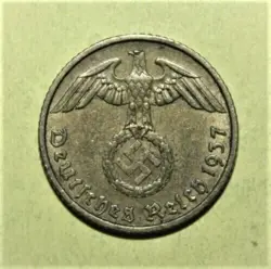 THIRD REICH GERMANY  WW2-ERA 5 REICHSPFENNIG (PFENNIG) BRONZE COIN GENUINE!!