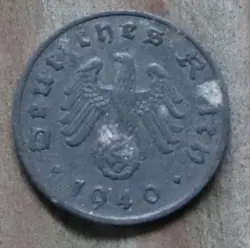 1940 WORLD WAR 2 GERMANY ONE PFENNIG COIN