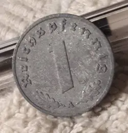 1940-A GERMAN 1 REICHSPFENNIG ~ GERMANY ~ WW2 1PF COIN , HEAVILY CIRCULATED COIN