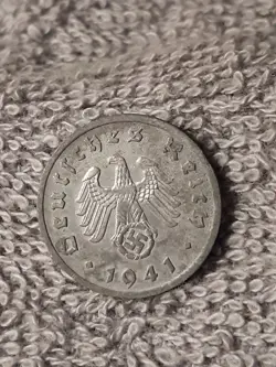 1941 WW2  1 REICHSPFENNIG~ GERMANY,CIRCULATED, 3RD REICH,  HAS FLAWS